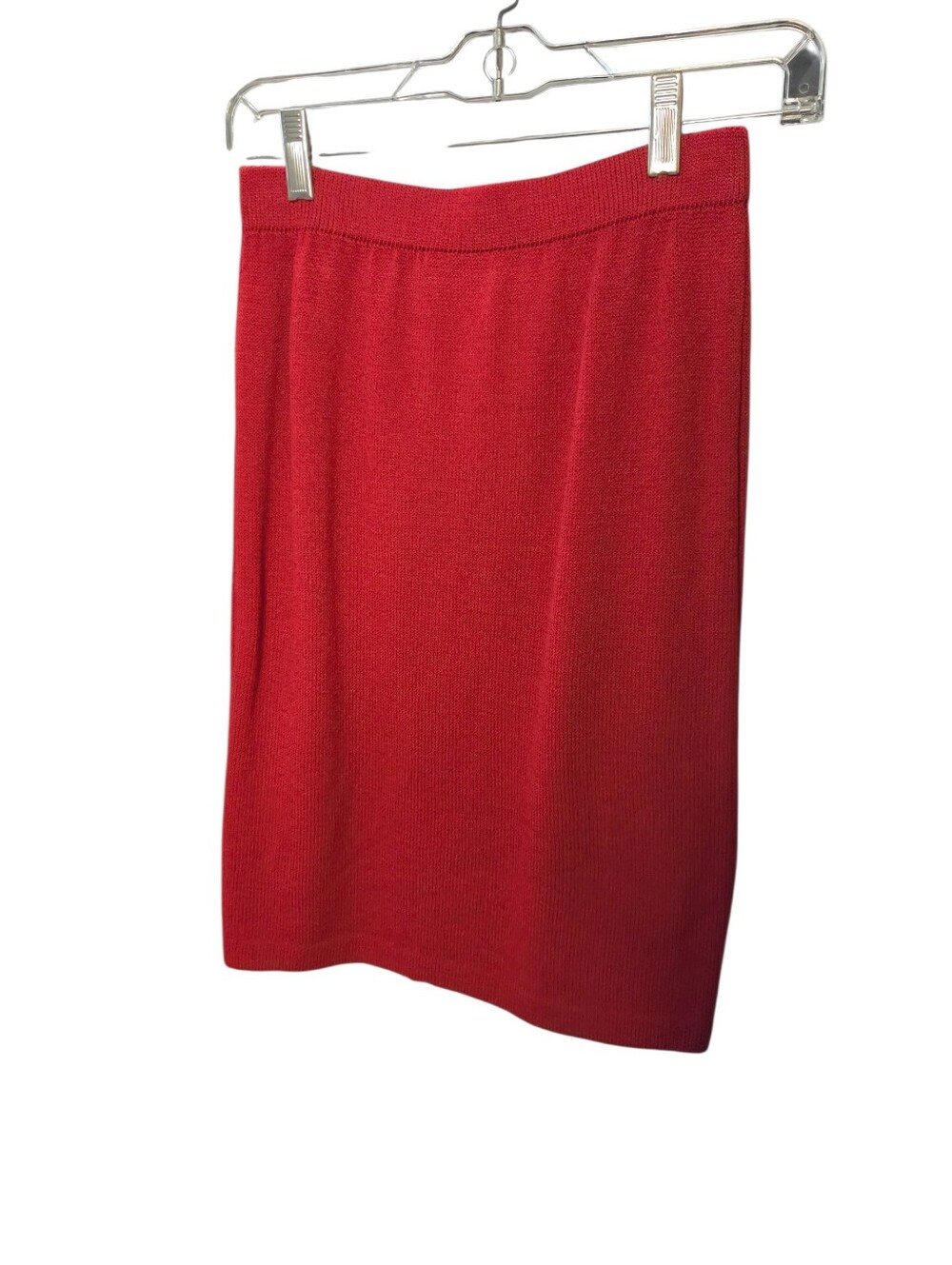 St. John Red Knit Pencil Skirt